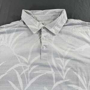 Nat Nast Polo Shirt Gray Mens L Leaf Print Cotton Blend Casual Golf Batik